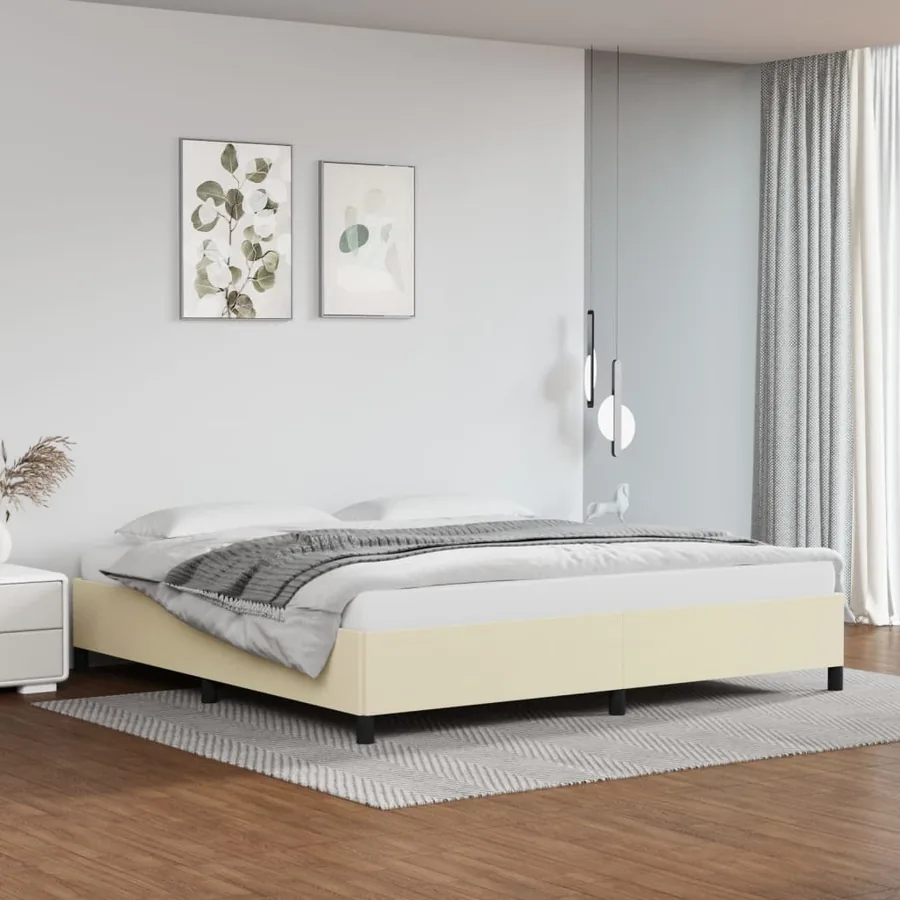 Cadre de lit sans matelas crème 200x200 cm similicuir