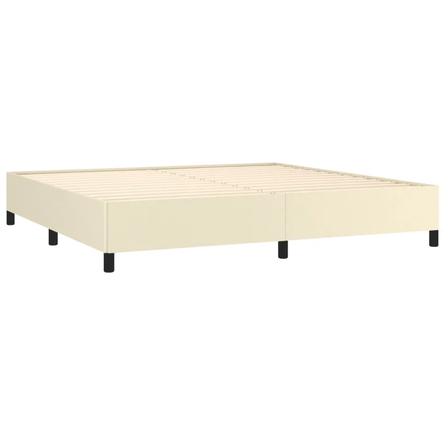 Cadre de lit sans matelas crème 200x200 cm similicuir - 4