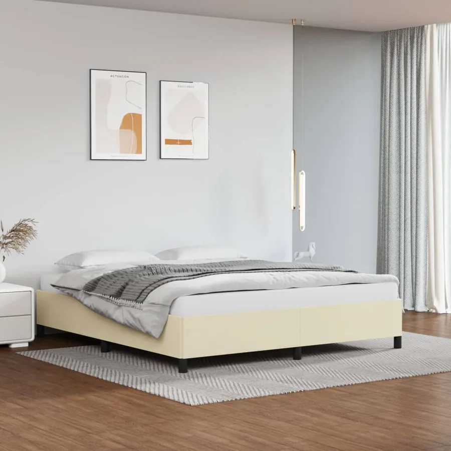 Cadre de lit sans matelas Crème 160x200 cm Similicuir