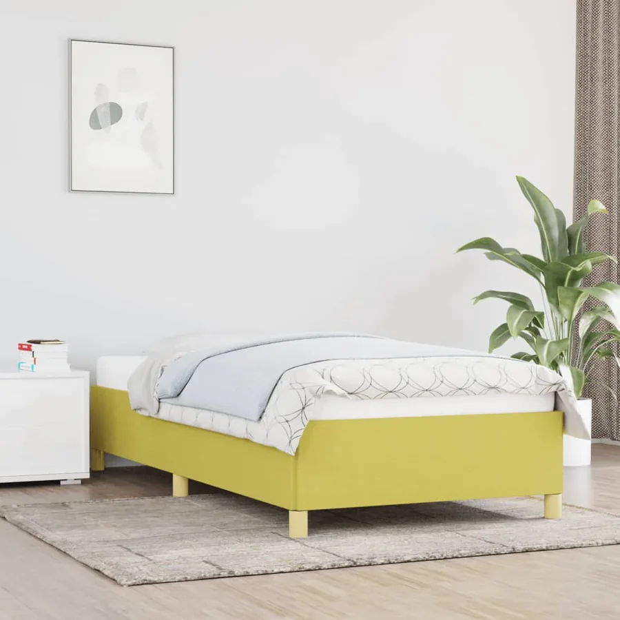 Cadre de lit sans matelas vert 90x200 cm tissu