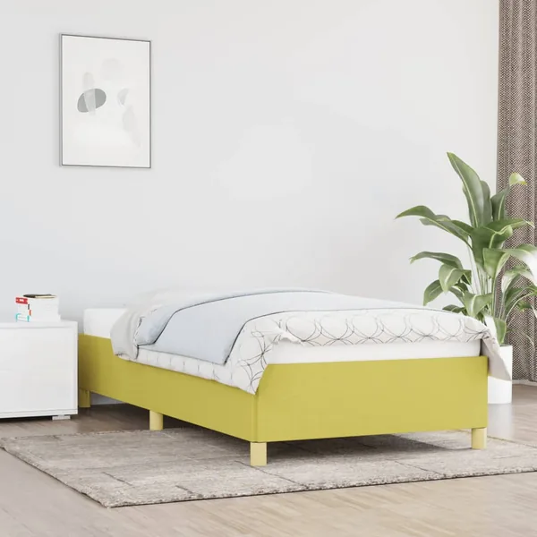 Cadre de lit sans matelas vert 90x200 cm tissu