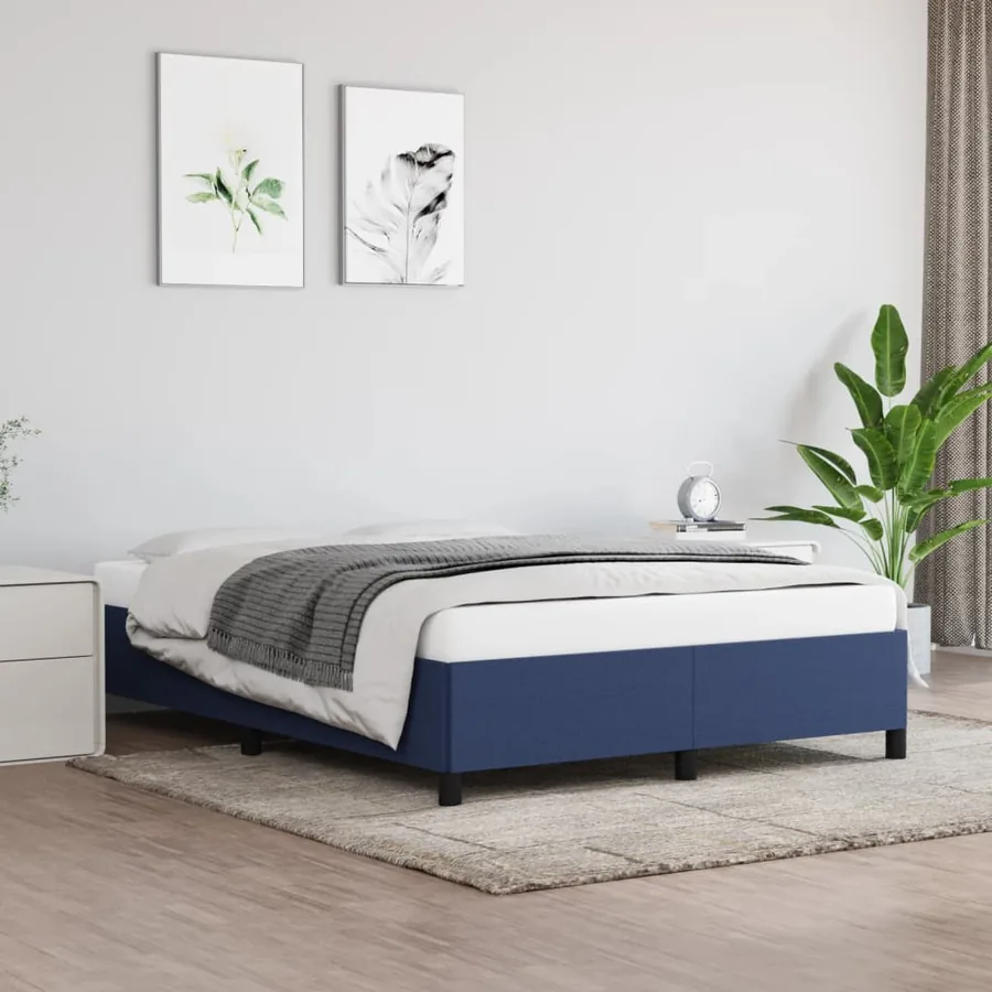 Cadre de lit sans matelas bleu 140x200 cm tissu