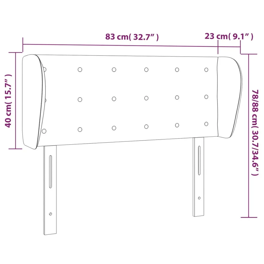 Tête de lit avec oreilles Rose 83x23x78/88 cm Velours - 9