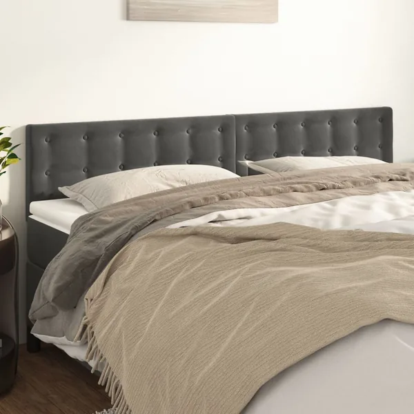 Têtes de lit Gris foncé 200x5x78/88 cm Velours
