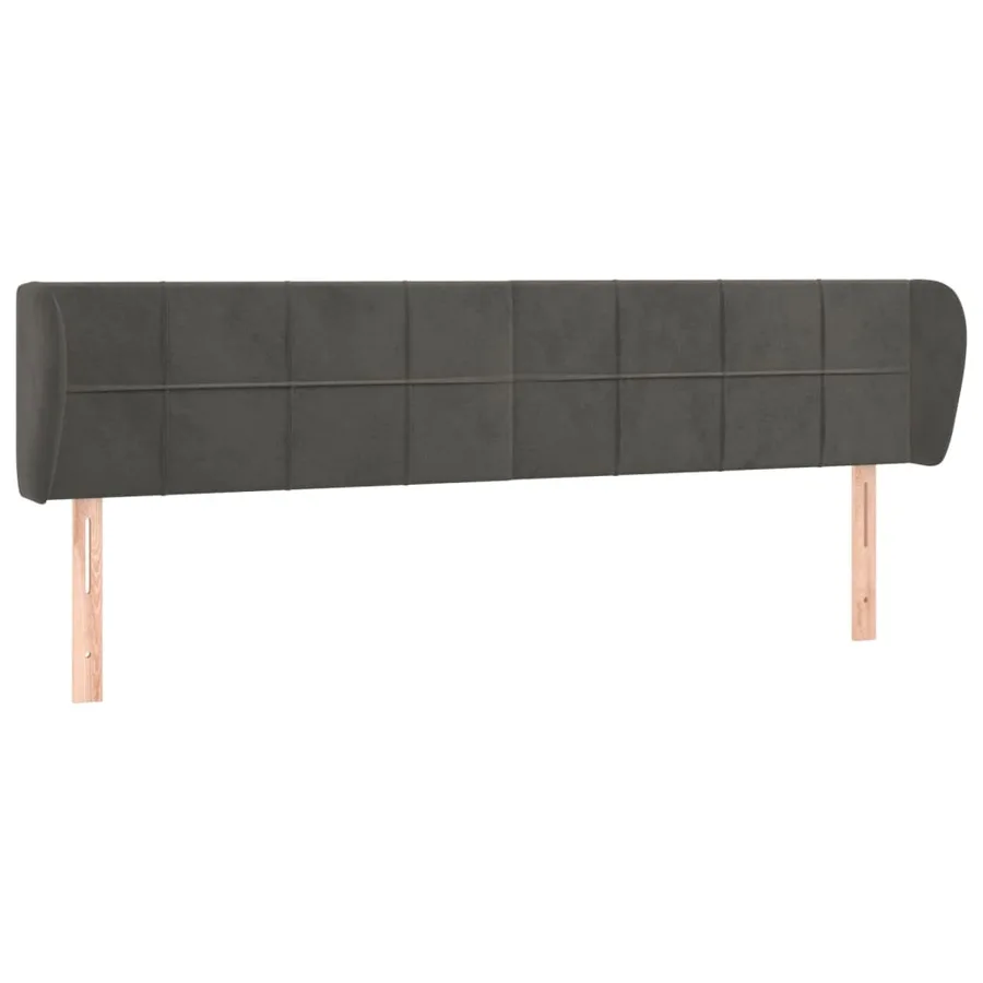 Tête de lit avec oreilles Gris foncé 203x23x78/88 cm Velours - 2
