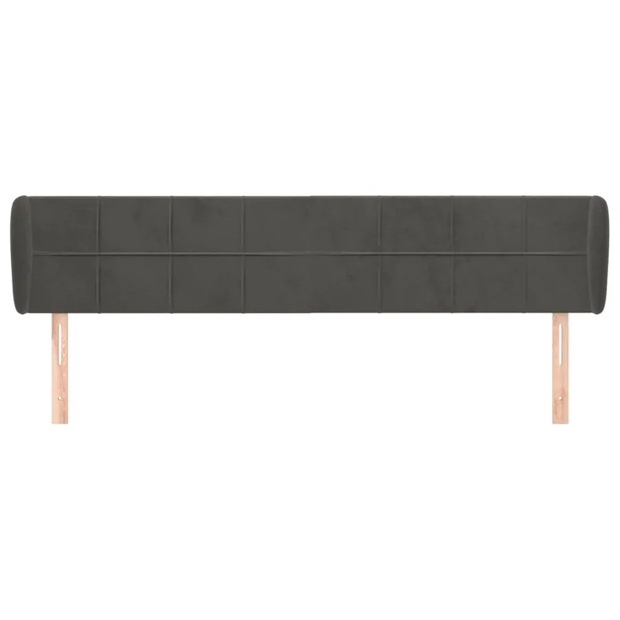 Tête de lit avec oreilles Gris foncé 203x23x78/88 cm Velours - 3