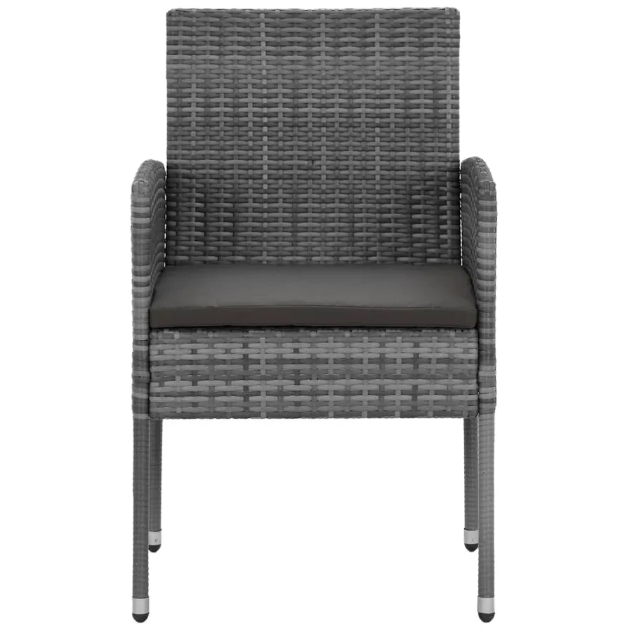 Ensemble à manger d'extérieur 3 pcs Résine tressée Gris - 5