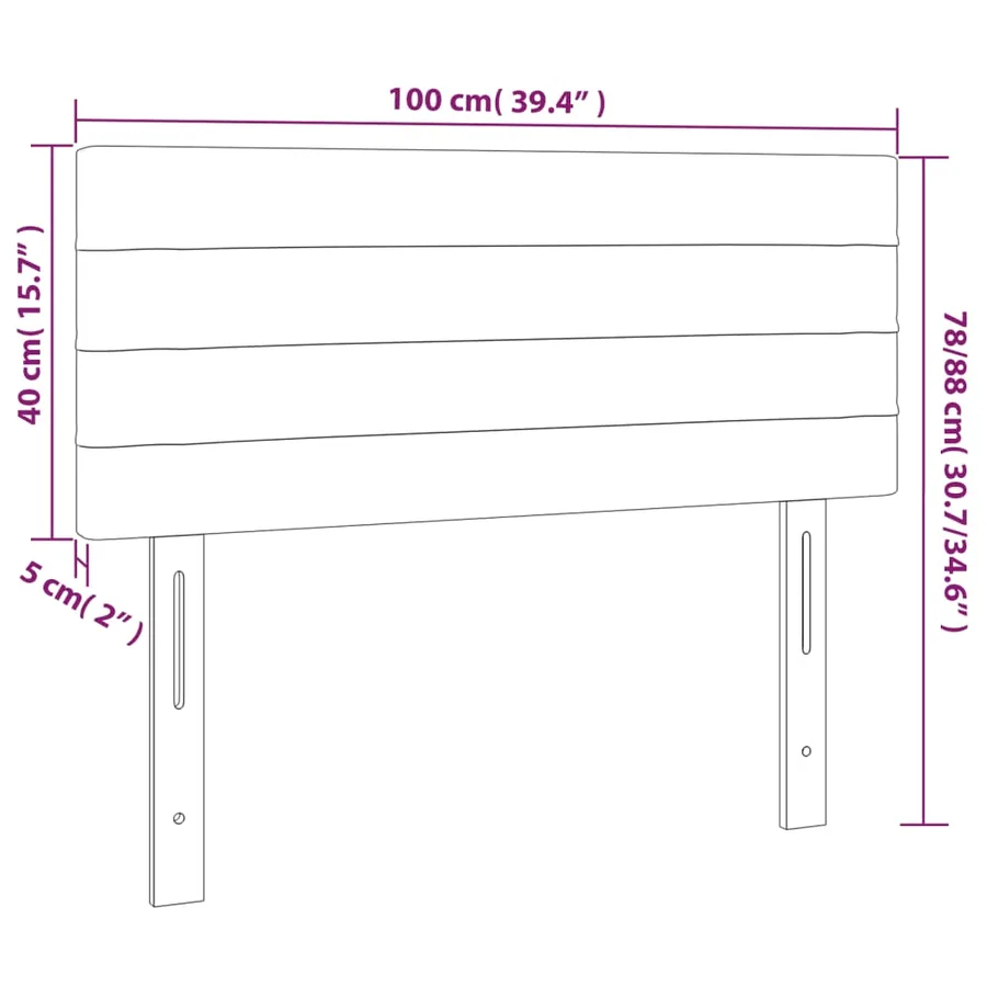 Tête de lit Gris clair 100x5x78/88 cm Velours - 8
