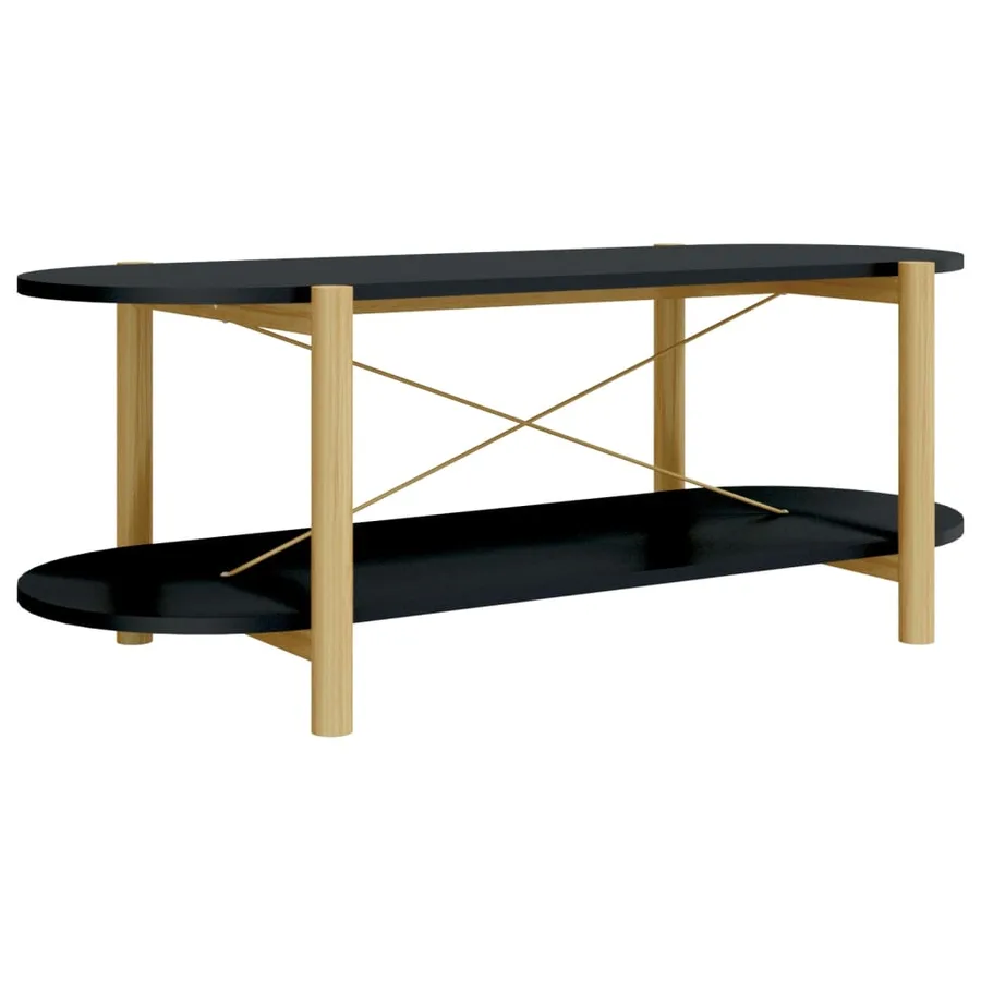 Table basse Noir 110x48x40 cm Bois d'ingénierie - 2