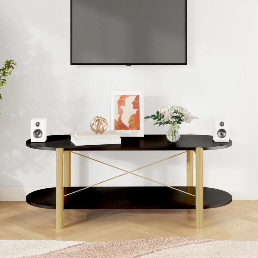 Table basse Noir 110x48x40 cm Bois d'ingénierie - 3