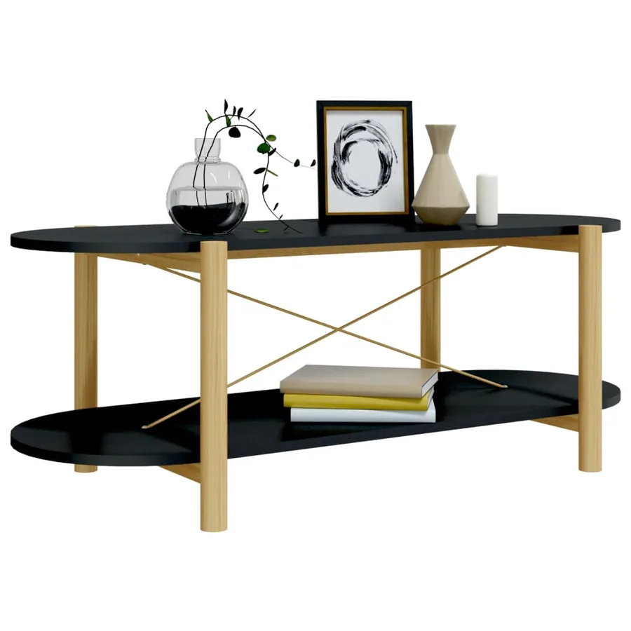 Table basse Noir 110x48x40 cm Bois d'ingénierie - 4