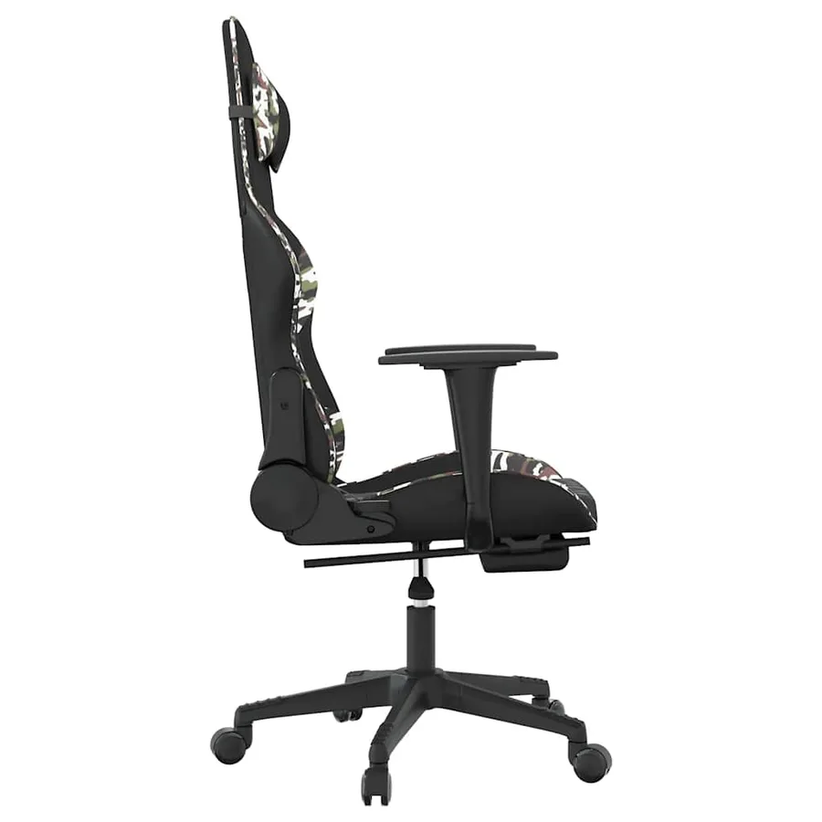 Chaise de jeu de massage repose-pied Noir&Camouflage Similicuir - 5