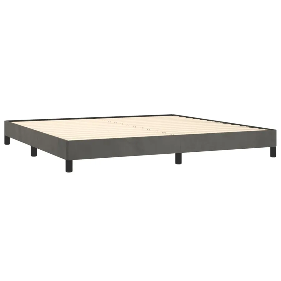 Cadre de lit sans matelas gris foncé 200x200 cm velours - 4