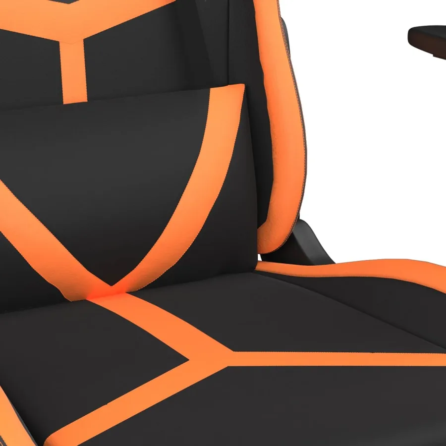 Chaise de jeu de massage et repose-pied Noir&Orange Similicuir - 9