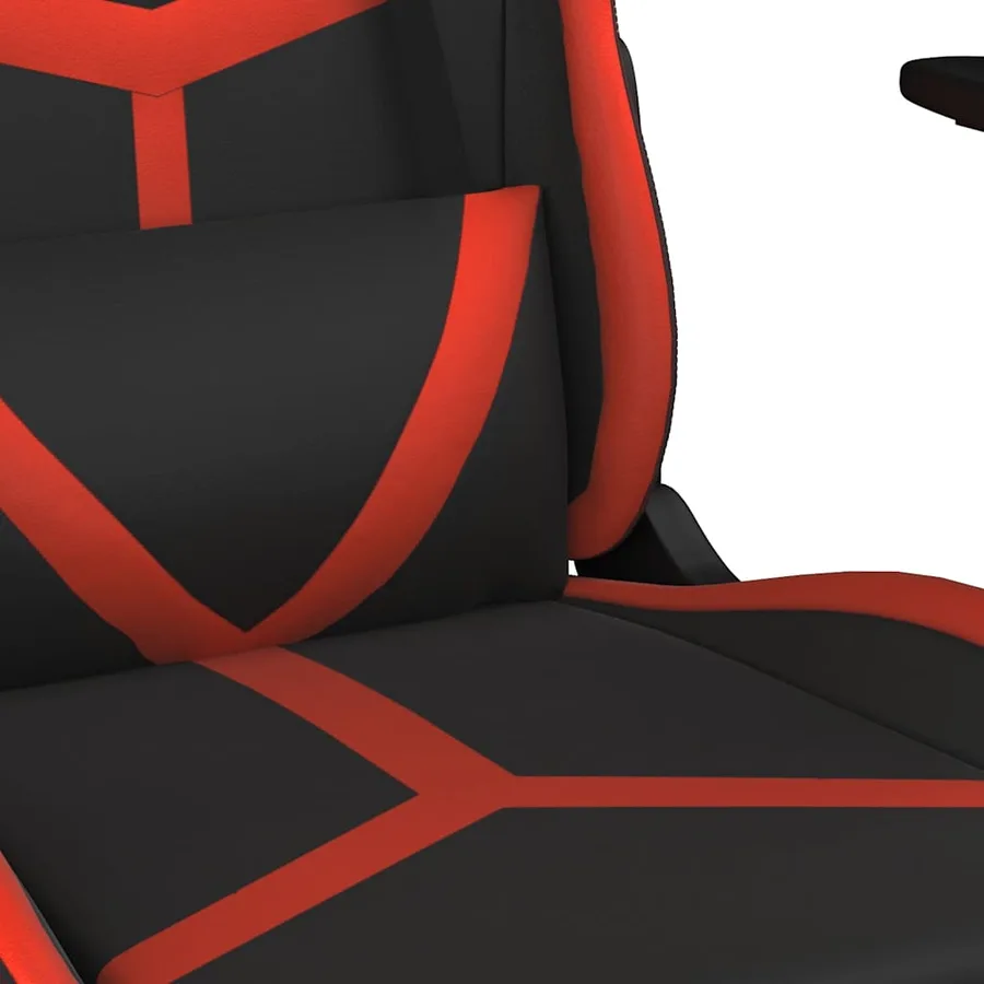 Chaise de jeu de massage avec repose-pied Noir&Rouge Similicuir - 12