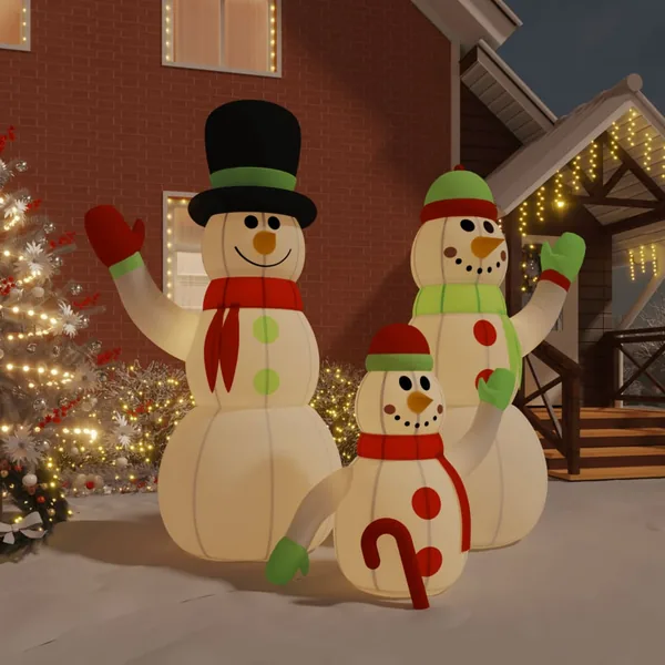 Famille de bonhommes de neige gonflable avec LED 360 cm