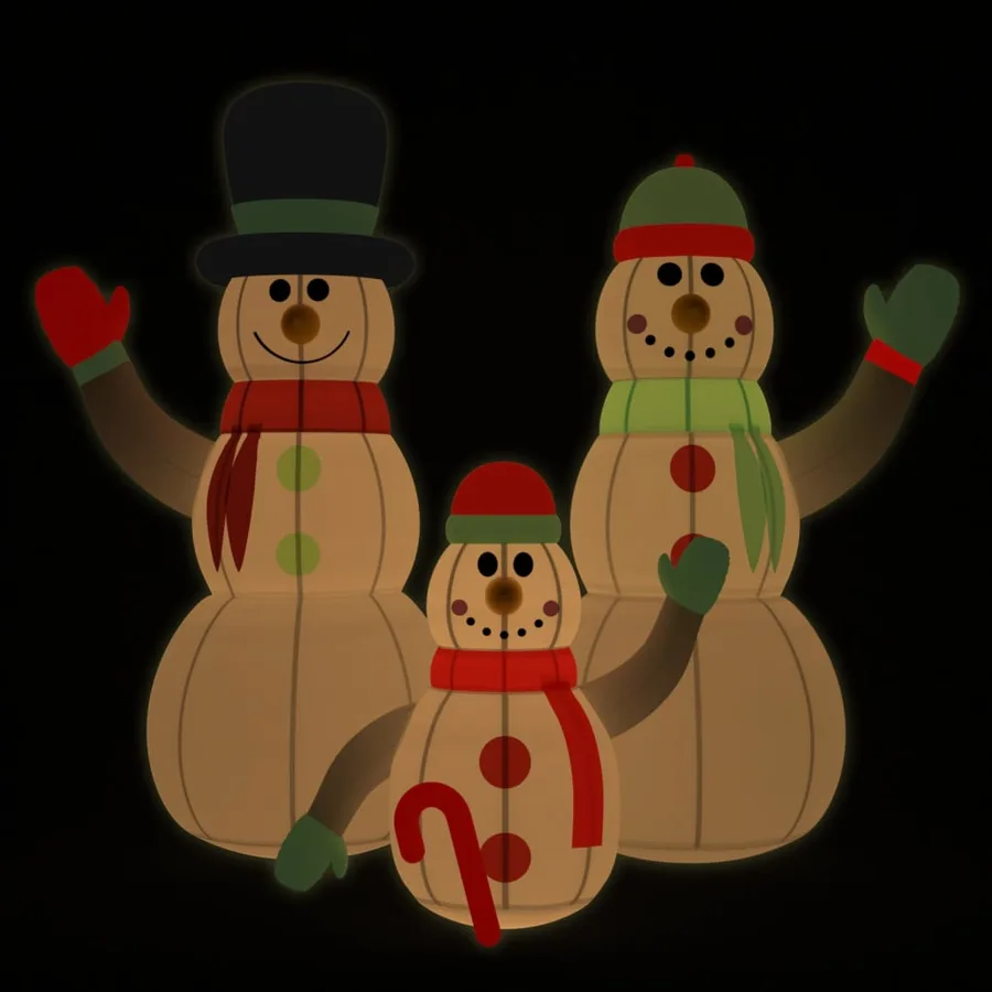 Famille de bonhommes de neige gonflable avec LED 360 cm - 4