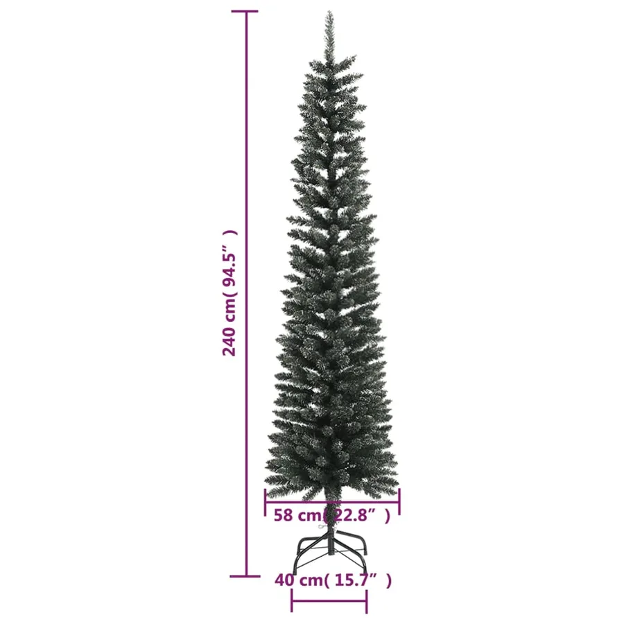 Sapin de Noël artificiel mince avec support Vert 240 cm PVC - 7