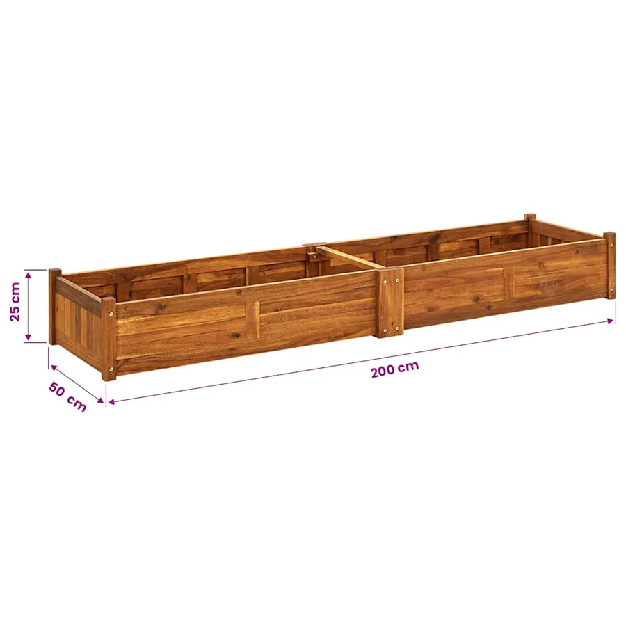 Lit surélevé de jardin Bois d'acacia 200x50x25 cm - 8