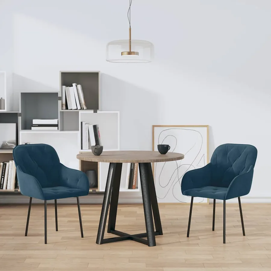 Chaises à manger lot de 2 Bleu Velours
