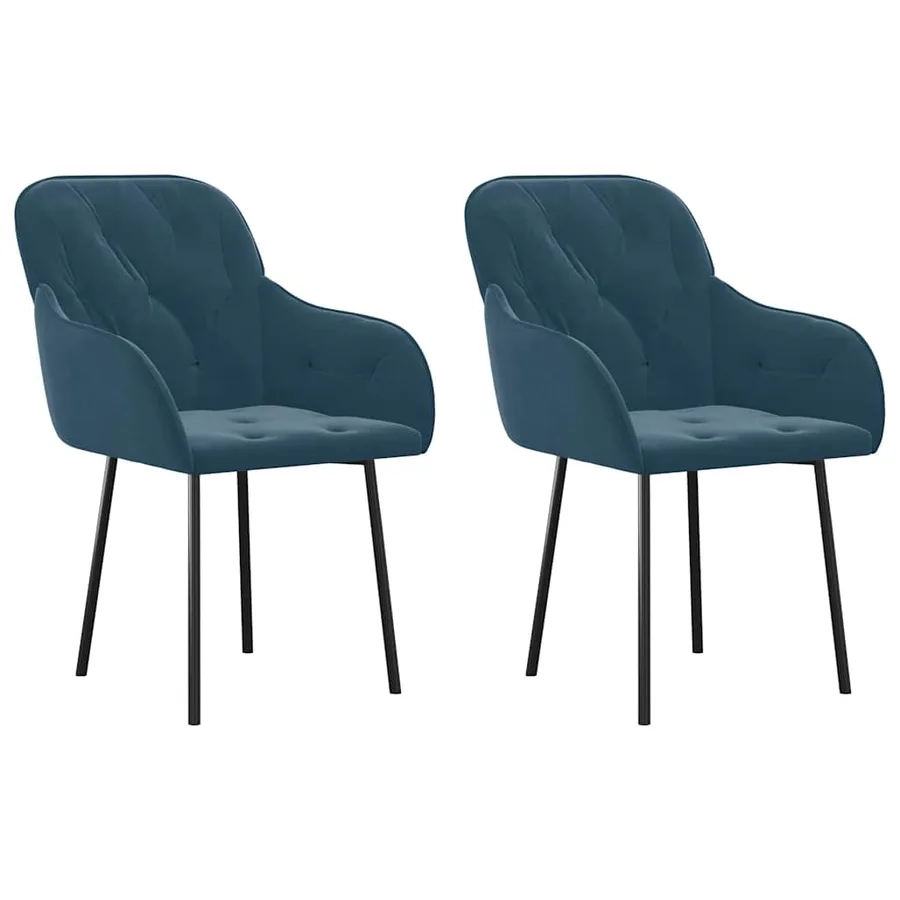 Chaises à manger lot de 2 Bleu Velours - 2