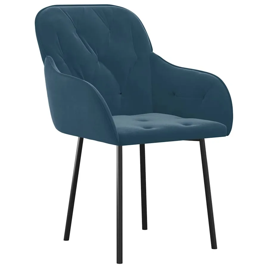 Chaises à manger lot de 2 Bleu Velours - 3