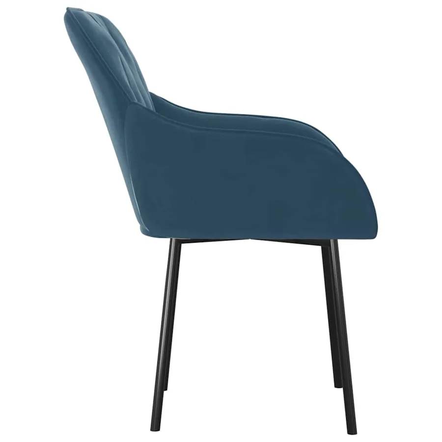 Chaises à manger lot de 2 Bleu Velours - 5