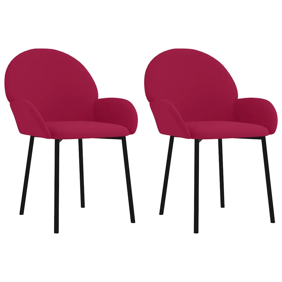 Chaises à manger lot de 2 Rouge bordeaux Velours - 2