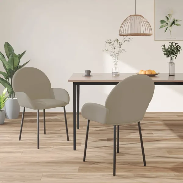Chaises à manger lot de 2 Gris clair Velours