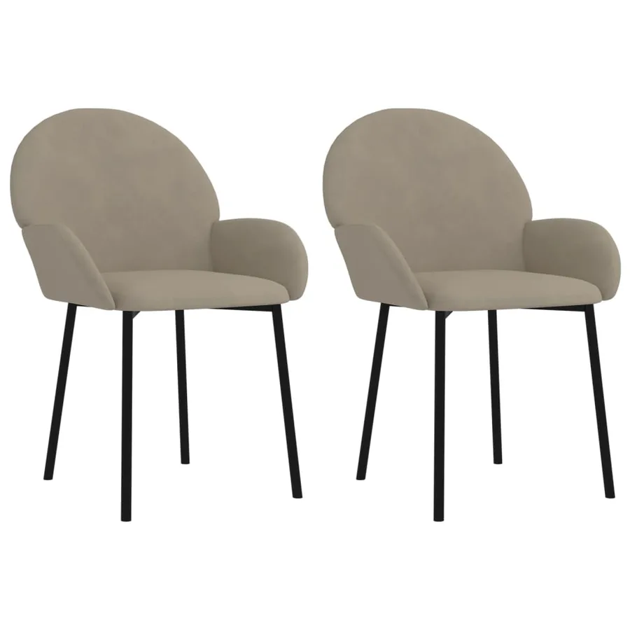 Chaises à manger lot de 2 Gris clair Velours - 2