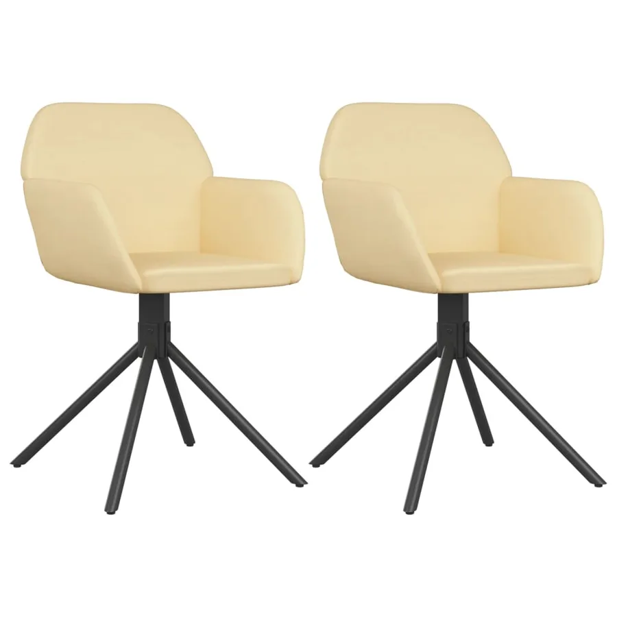 Chaises pivotantes à manger lot de 2 Crème Velours - 2