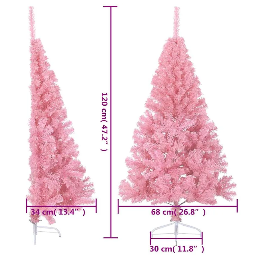 Demi sapin de Noël artificiel avec support Rose 120 cm PVC - 10
