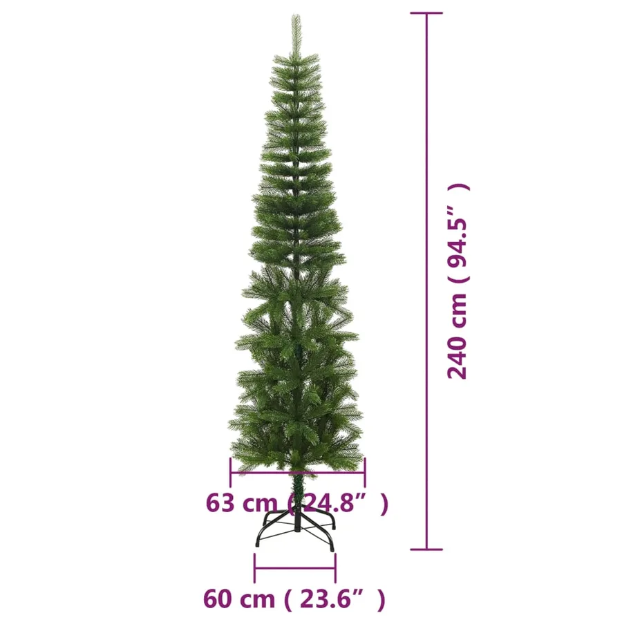 Sapin de Noël artificiel mince avec support 240 cm PE - 7