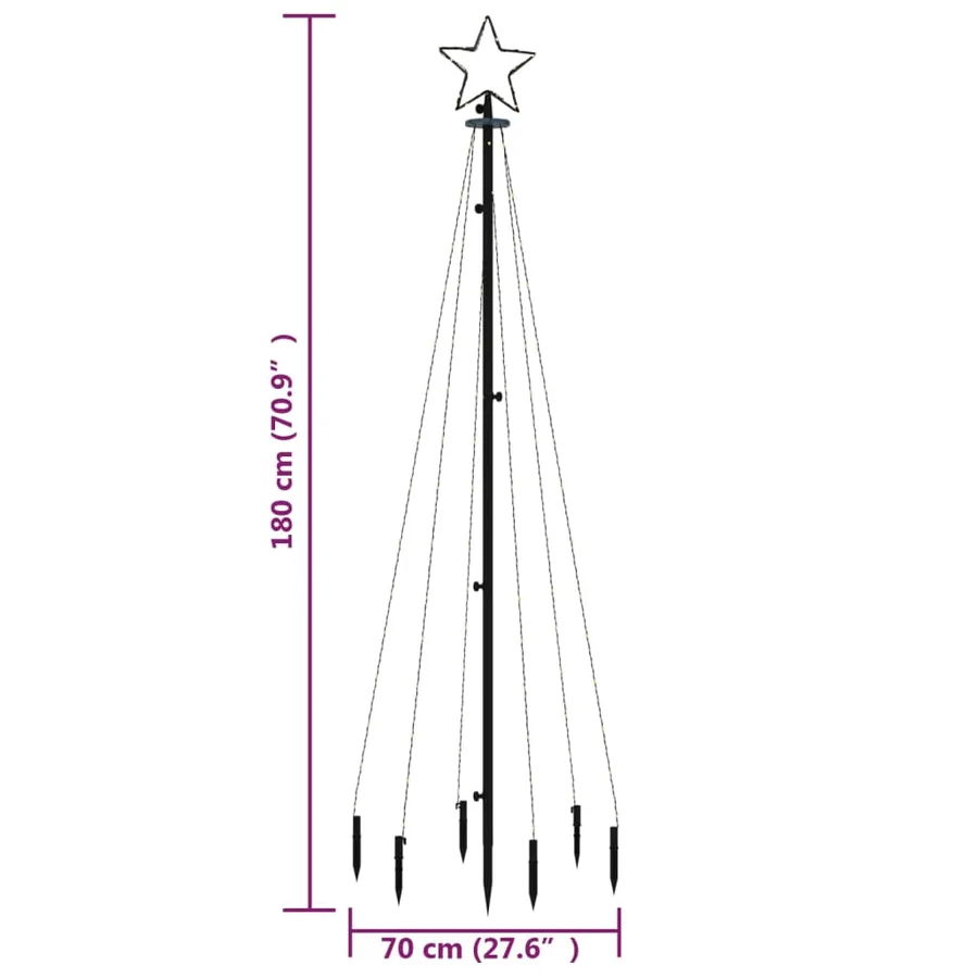 Sapin de Noël avec piquet Blanc froid 108 LED 180 cm - 10