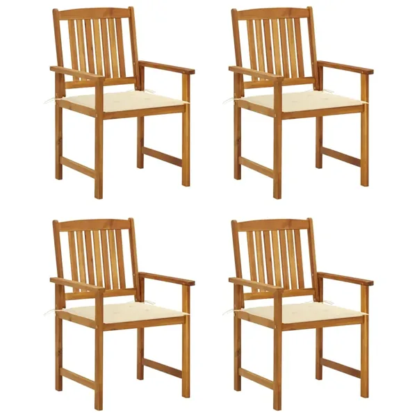 Chaises de jardin avec coussins lot de 4 Bois d'acacia massif