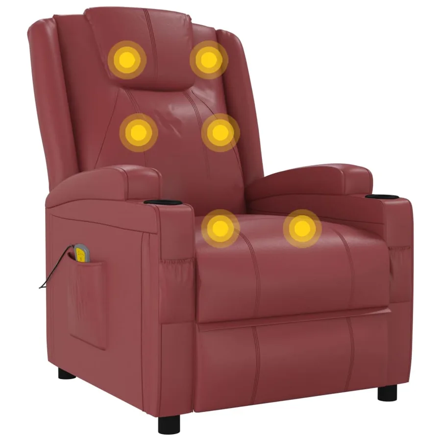 Fauteuil de massage Rouge bordeaux Similicuir - 6