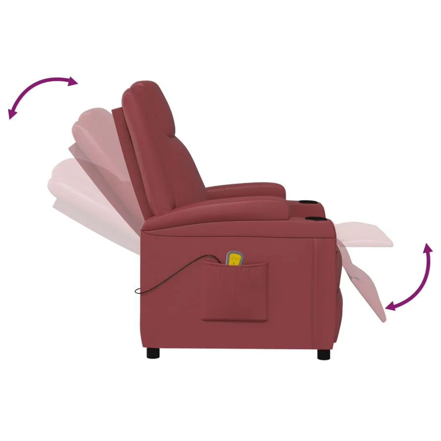 Fauteuil de massage Rouge bordeaux Similicuir - 7