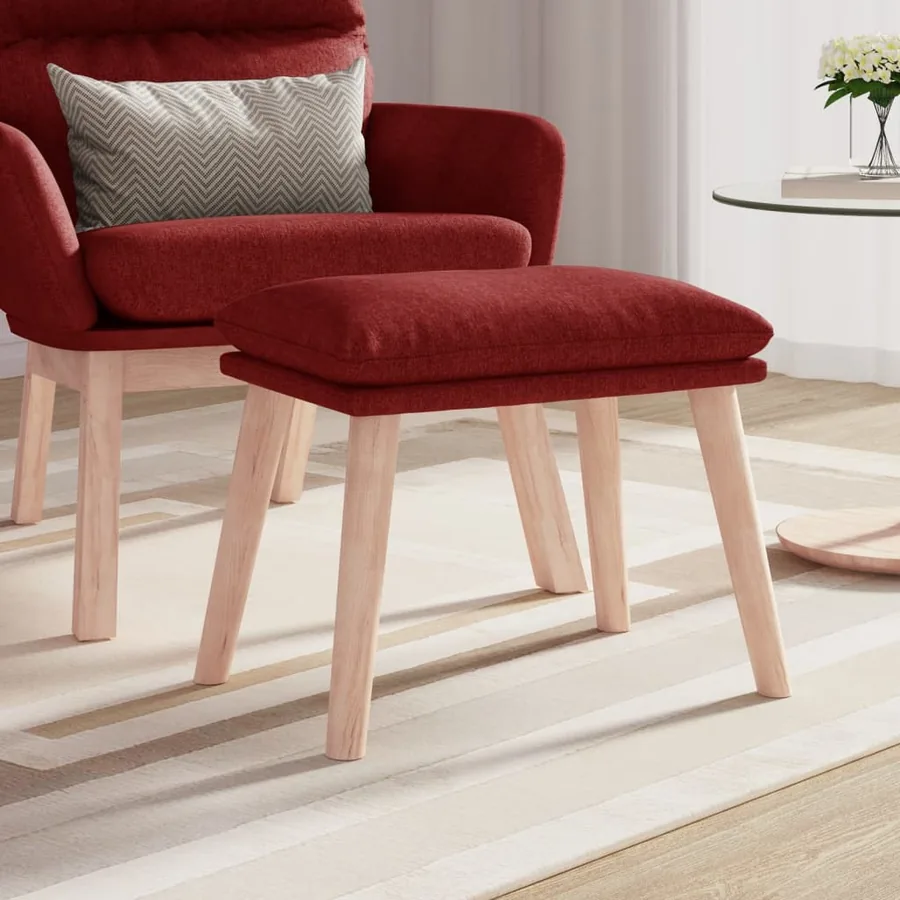 Repose-pied Rouge 45x29,5x35 cm Tissu