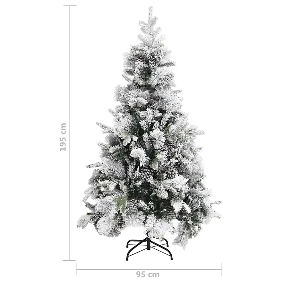 Sapin de Noël à flocons de neige et pommes de pin 195 cm PVC/PE - 6