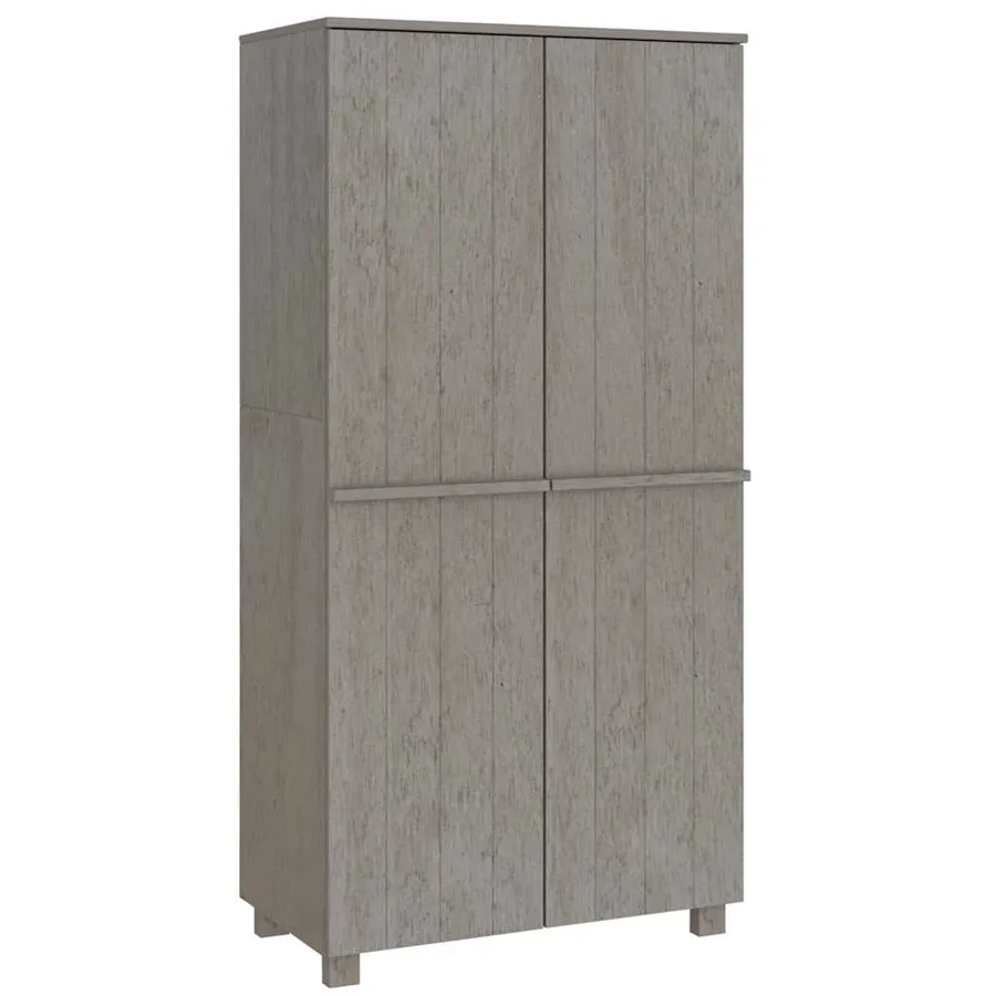 Garde-robe HAMAR Gris clair 89x50x180 cm Bois massif de pin - 2