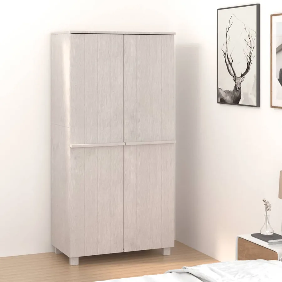 Garde-robe HAMAR Blanc 89x50x180 cm Bois massif de pin