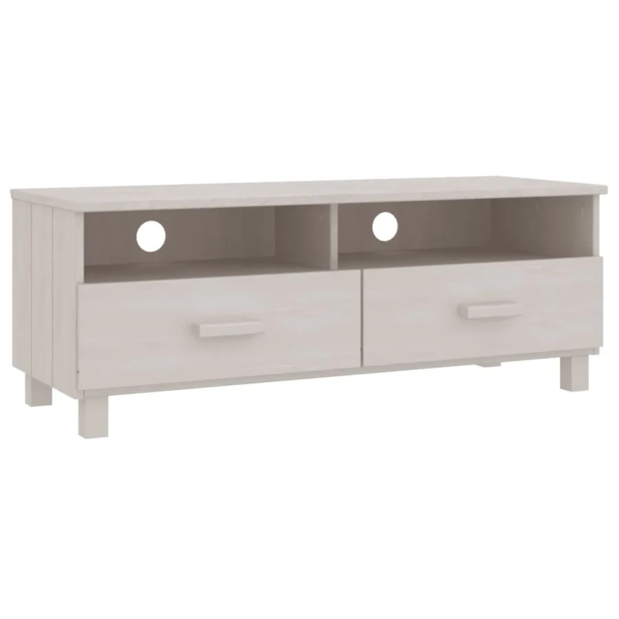 Meuble TV HAMAR Blanc 106x40x40 cm Bois massif de pin - 2
