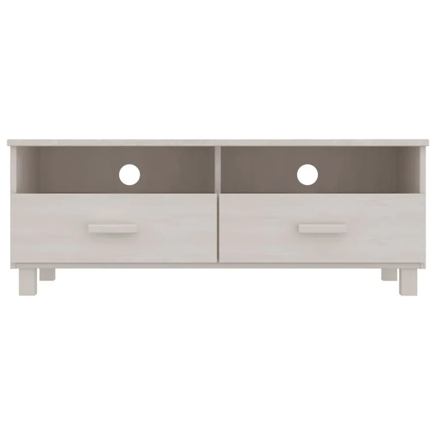 Meuble TV HAMAR Blanc 106x40x40 cm Bois massif de pin - 3