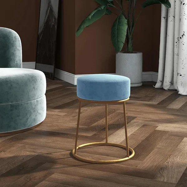 Tabouret rond Bleu clair Velours