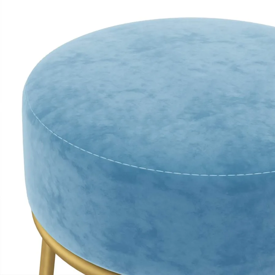 Tabouret rond Bleu clair Velours - 4