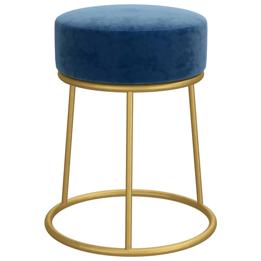 Tabouret rond Bleu Velours - 2
