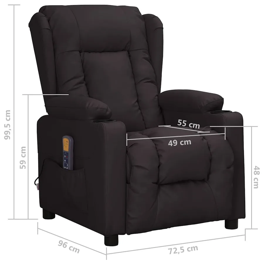 Fauteuil de massage Noir Similicuir - 9