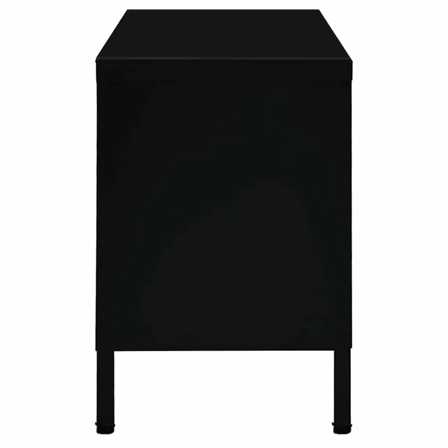 Meuble TV Noir 90x30x44 cm Acier et verre - 4
