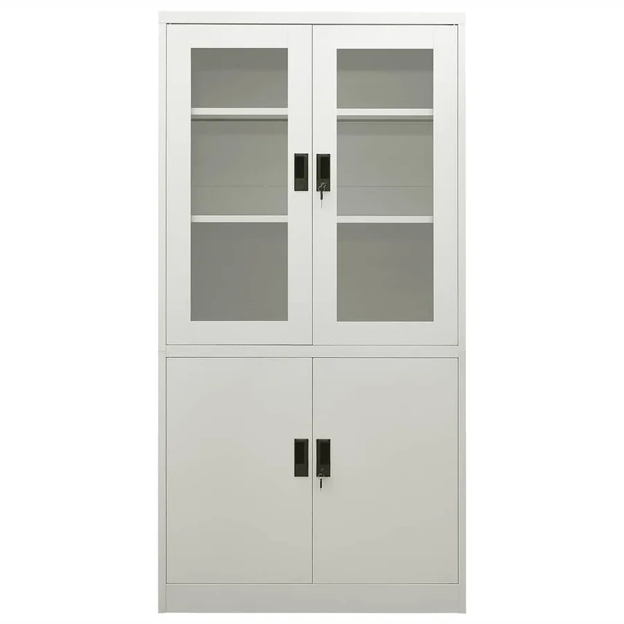 Armoire de bureau Gris clair 90x40x180 cm Acier - 2