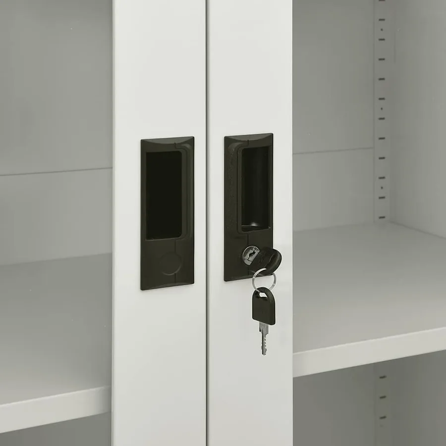 Armoire de bureau Gris clair 90x40x180 cm Acier - 6